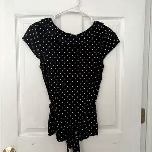 Black blouse w/white polka dots